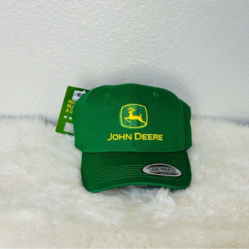 John Deere green twill cap with embroidered logo and adjustable hook New - Picture 2 of 6